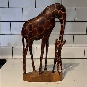 Handcrafted Wooden Giraffe Sculpture from Kenya safari wood home accent decor